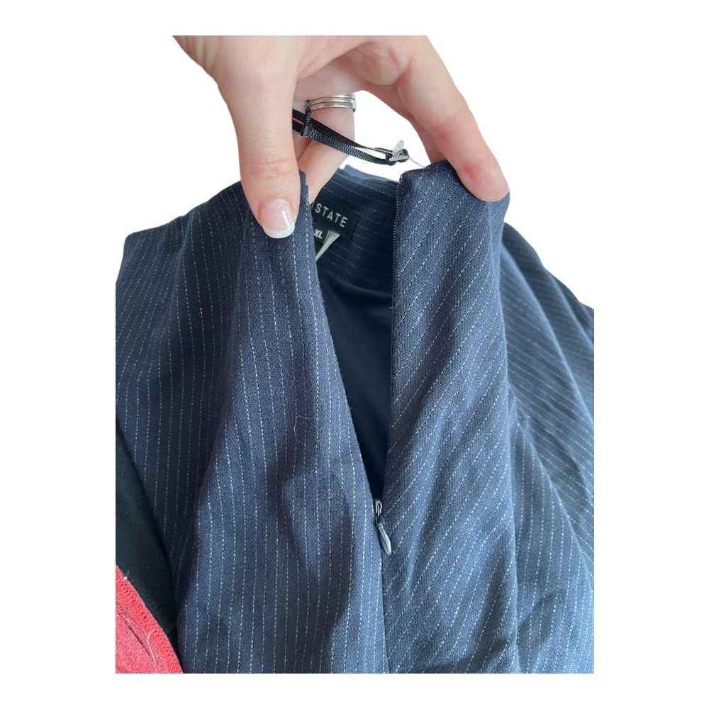 NWT 1.STATE Ruffle Pinstripe Mini Skirt Navy Size XL - Picture 4 of 6
